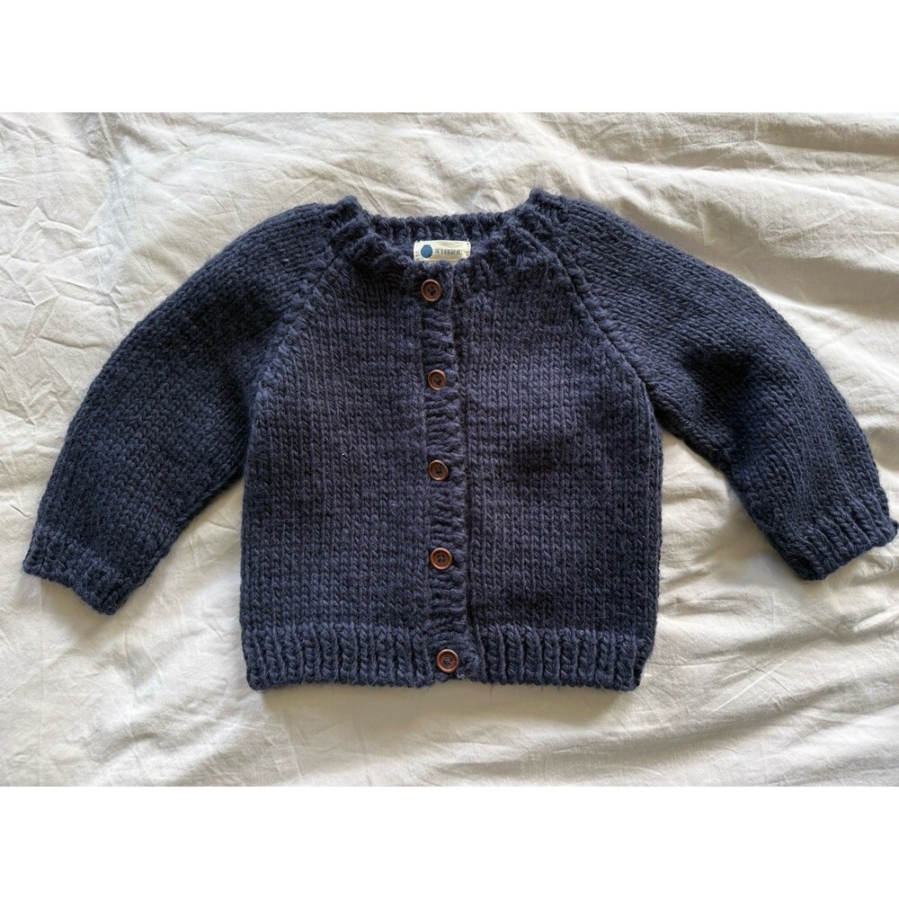 The Blueberry Hill Chunky Knit Sweater Cardigan 4-6 Years Navy Blue Acrylic
